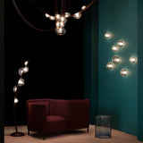 Modern Bubbles Glass LED Floor Lamp with Iridescent Spheres and Vertical Standing Design