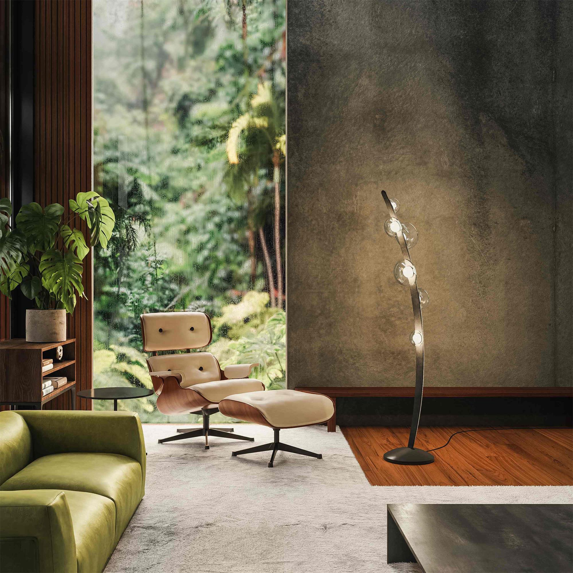 Modern Bubbles Glass LED Floor Lamp with Iridescent Spheres and Vertical Standing Design