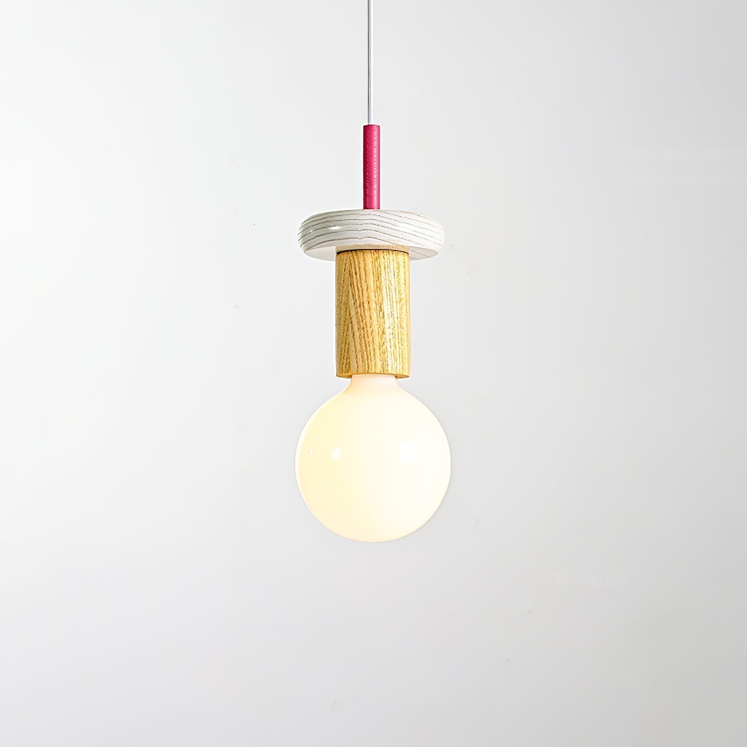 Modern Geometric Building Blocks Hanging Pendant Light with Wood and Metal Accents