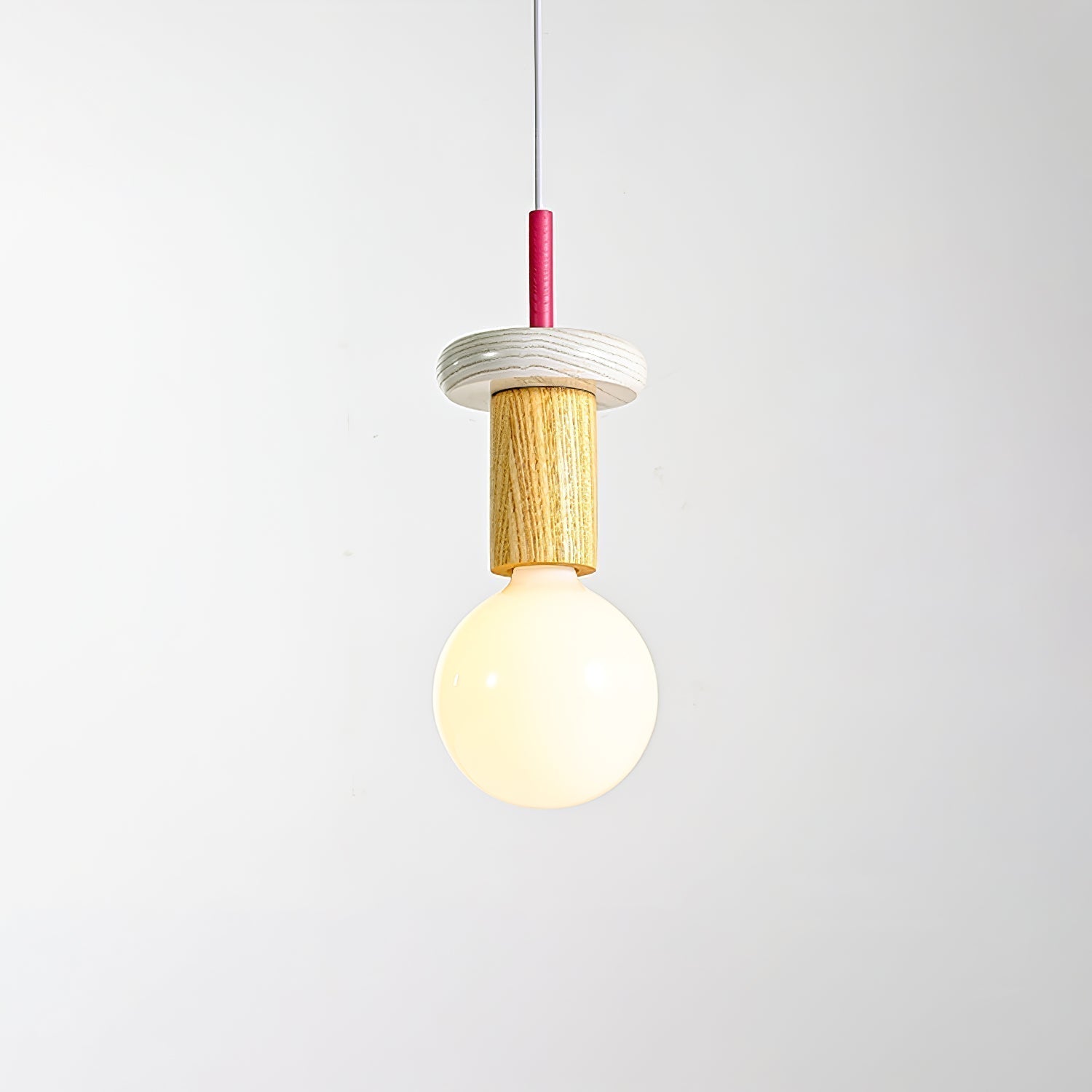 Modern Geometric Building Blocks Hanging Pendant Light with Wood and Metal Accents