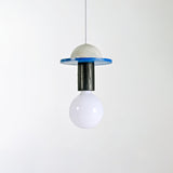 Modern Geometric Building Blocks Hanging Pendant Light with Wood and Metal Accents