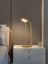 Elegant Brass Nordic Ball Desk Lamp with Oval Geometric Frame and Integrated LED Lighting