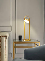Elegant Brass Nordic Ball Desk Lamp with Oval Geometric Frame and Integrated LED Lighting