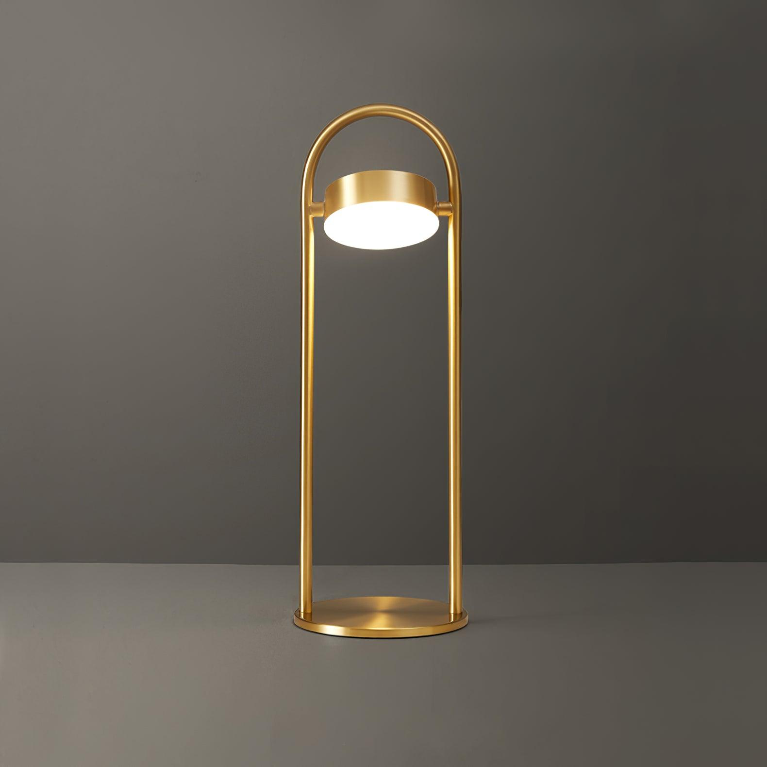 Elegant Brass Nordic Ball Desk Lamp with Oval Geometric Frame and Integrated LED Lighting