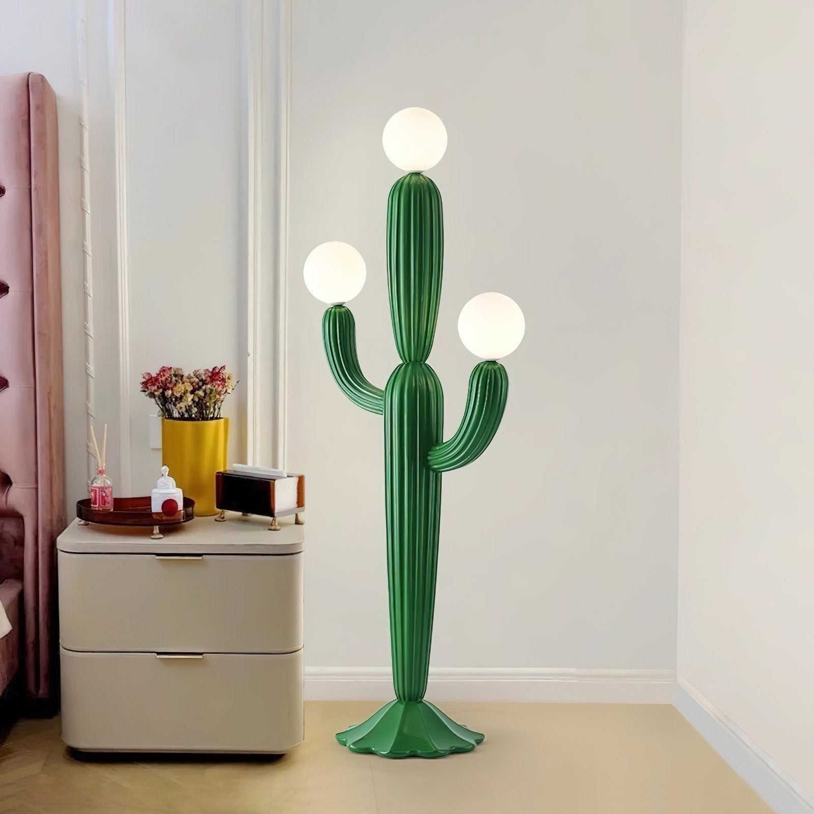 modern-green-cactus-sculptural-floor-lamp-with-frosted-glass-globe-shade