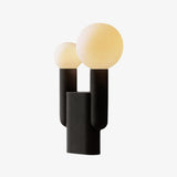 Modern Cactus Resin Table Lamp with Blown Glass Globe and Matte Black Finish for Nightstands