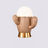Scandinavian Style Wooden Cactus Table Lamp with Dimmable LED Accent Light