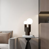 Modern Cactus Resin Table Lamp with Blown Glass Globe and Matte Black Finish for Nightstands