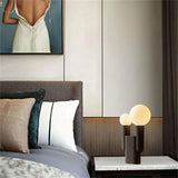 Modern Cactus Resin Table Lamp with Blown Glass Globe and Matte Black Finish for Nightstands