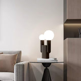 Modern Cactus Resin Table Lamp with Blown Glass Globe and Matte Black Finish for Nightstands