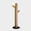 Modern Wood Cactus Floor Lamp with Multi Branch Glass Globe Shades and Marble Base