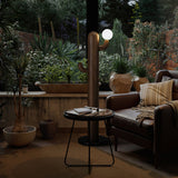 Modern Wood Cactus Floor Lamp with Multi Branch Glass Globe Shades and Marble Base