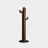 Modern Wood Cactus Floor Lamp with Multi Branch Glass Globe Shades and Marble Base