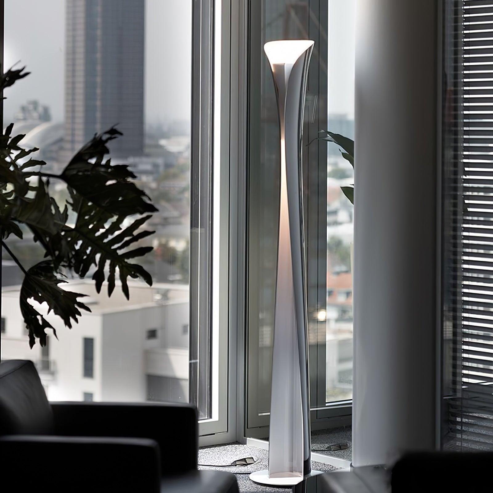 Modern Sculptural Aluminum Torchiere Floor Lamp for Indirect Lighting