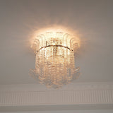 Modern Calista Murano Glass Ceiling Light Fixture with Chrome Finish and Handcrafted Glass Panels