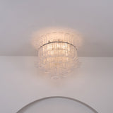 Modern Calista Murano Glass Ceiling Light Fixture with Chrome Finish and Handcrafted Glass Panels