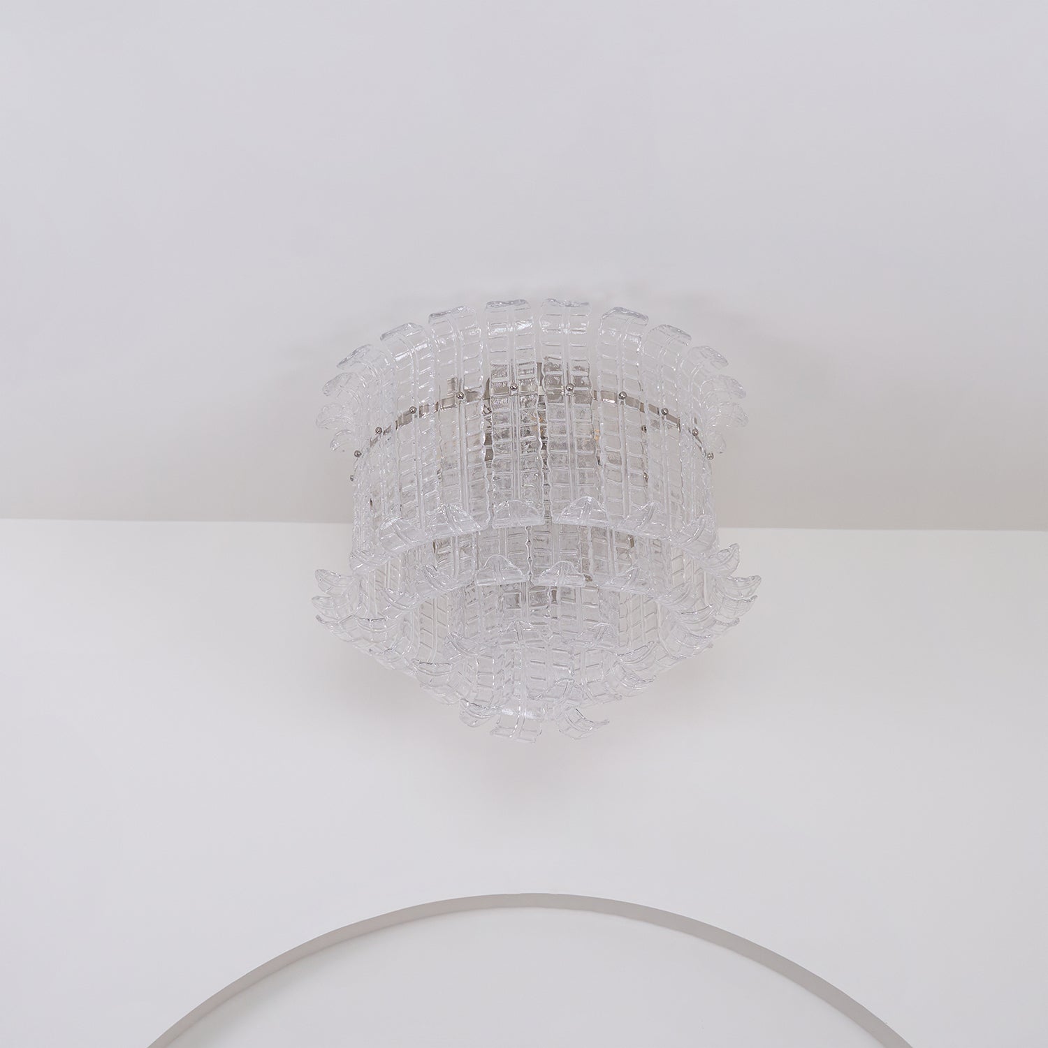 Modern Calista Murano Glass Ceiling Light Fixture with Chrome Finish and Handcrafted Glass Panels