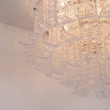 Modern Calista Murano Glass Ceiling Light Fixture with Chrome Finish and Handcrafted Glass Panels