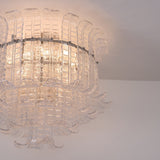 Modern Calista Murano Glass Ceiling Light Fixture with Chrome Finish and Handcrafted Glass Panels