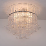 Modern Calista Murano Glass Ceiling Light Fixture with Chrome Finish and Handcrafted Glass Panels