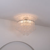Modern Calista Murano Glass Ceiling Light Fixture with Chrome Finish and Handcrafted Glass Panels