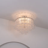 Modern Calista Murano Glass Ceiling Light Fixture with Chrome Finish and Handcrafted Glass Panels