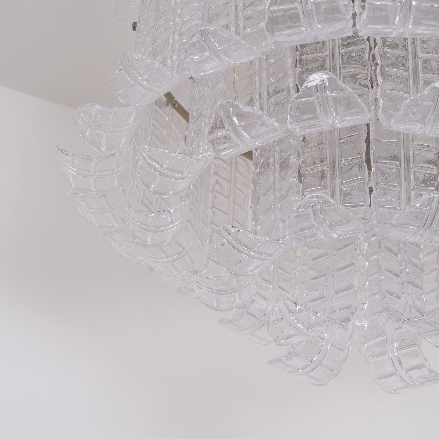 Modern Calista Murano Glass Ceiling Light Fixture with Chrome Finish and Handcrafted Glass Panels