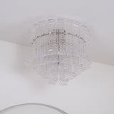 Modern Calista Murano Glass Ceiling Light Fixture with Chrome Finish and Handcrafted Glass Panels