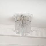 Modern Calista Murano Glass Ceiling Light Fixture with Chrome Finish and Handcrafted Glass Panels
