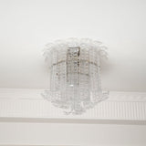 Modern Calista Murano Glass Ceiling Light Fixture with Chrome Finish and Handcrafted Glass Panels
