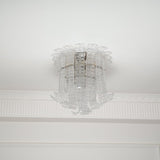 Modern Calista Murano Glass Ceiling Light Fixture with Chrome Finish and Handcrafted Glass Panels