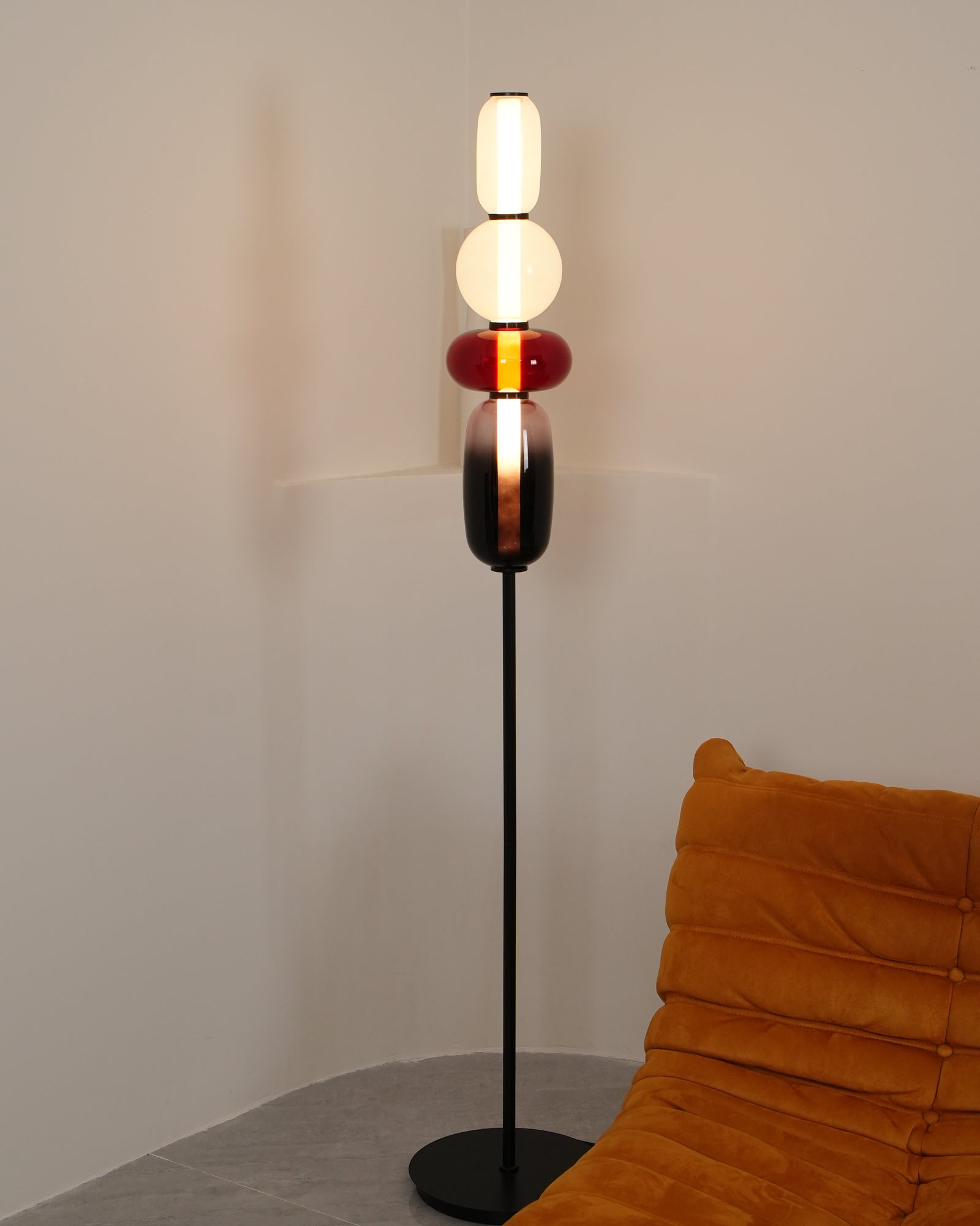 Modern Hand Blown Crystal Pebbles Floor Lamp Integrated LED Artistic Glass Lighting
