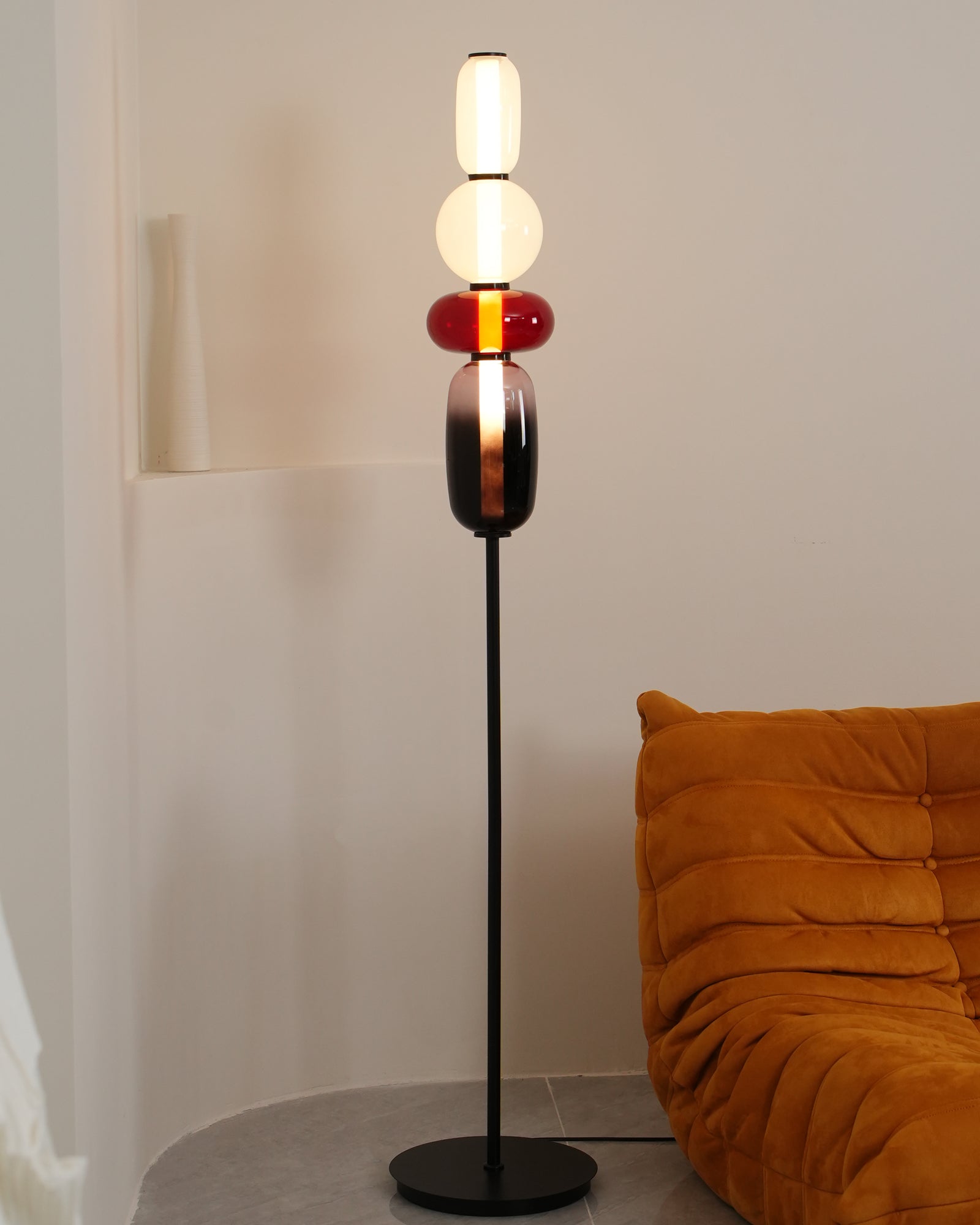 Modern Hand Blown Crystal Pebbles Floor Lamp Integrated LED Artistic Glass Lighting
