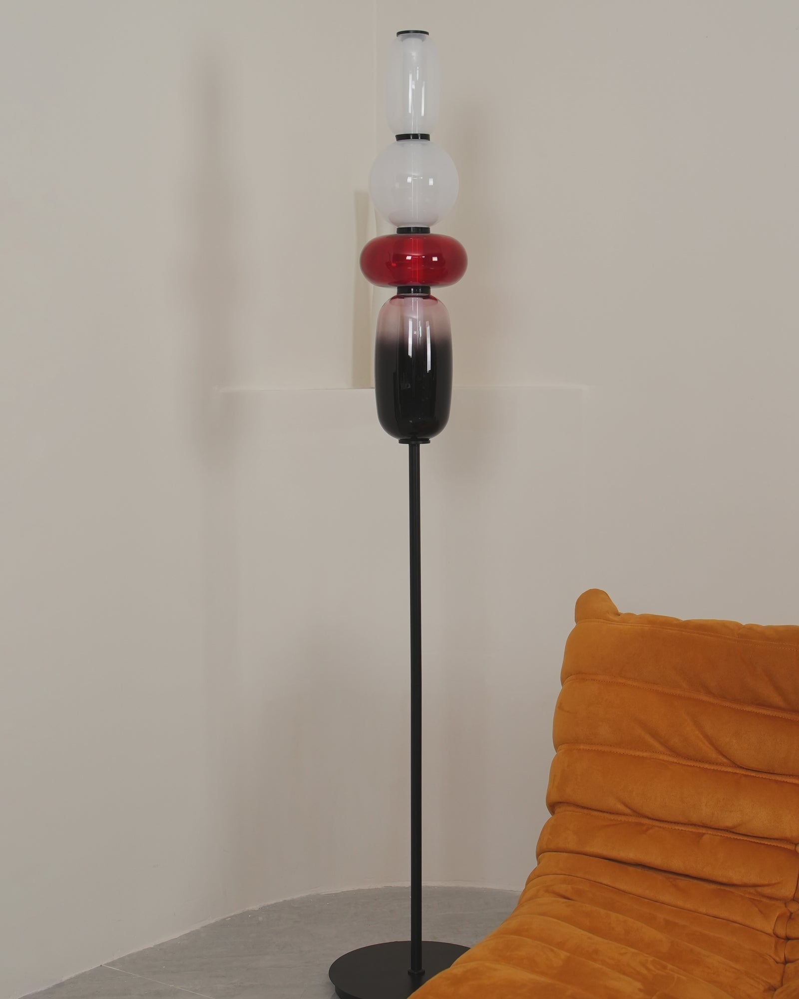 Modern Hand Blown Crystal Pebbles Floor Lamp Integrated LED Artistic Glass Lighting