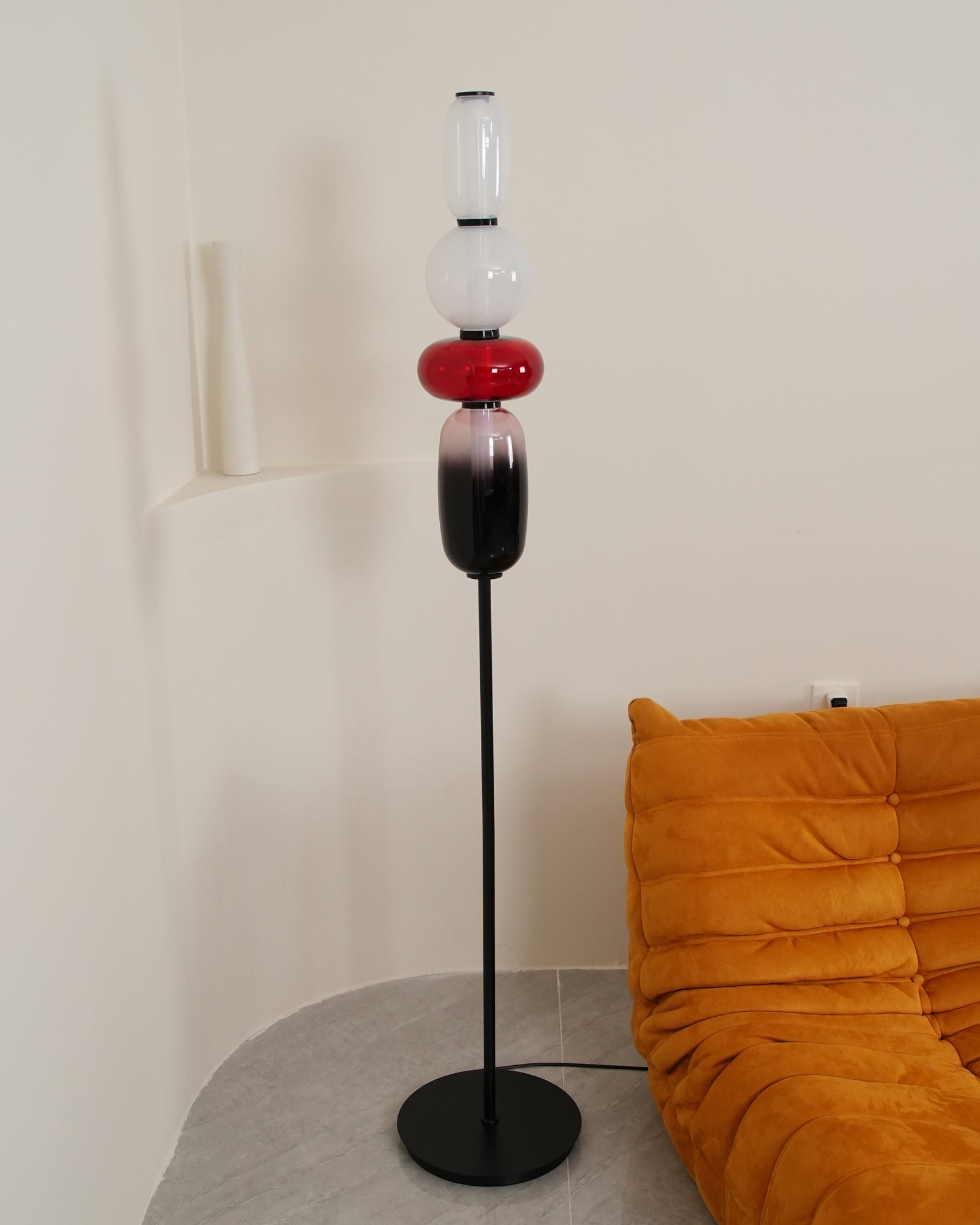 Modern Hand Blown Crystal Pebbles Floor Lamp Integrated LED Artistic Glass Lighting
