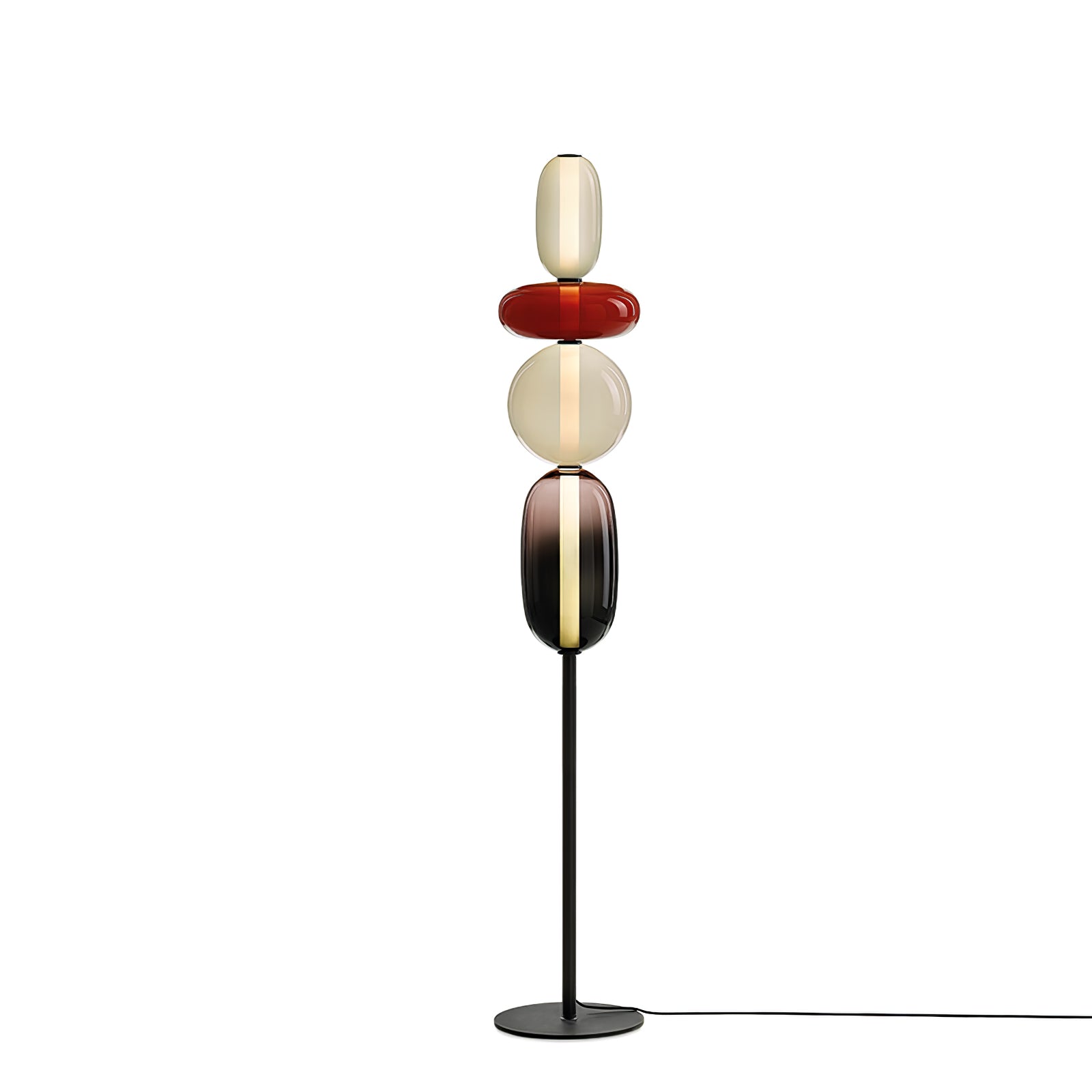 Modern Hand Blown Crystal Pebbles Floor Lamp Integrated LED Artistic Glass Lighting