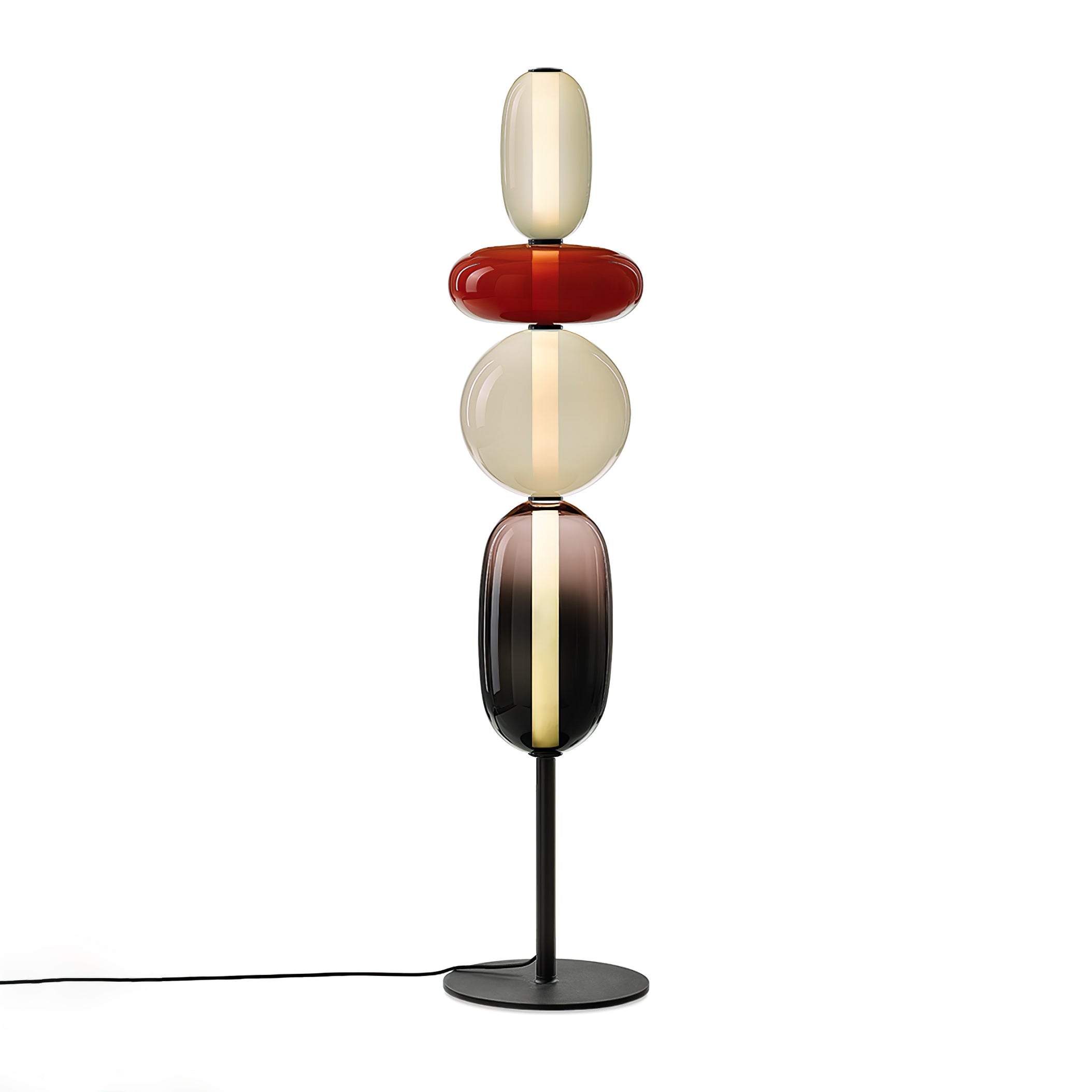 Modern Hand Blown Crystal Pebbles Floor Lamp Integrated LED Artistic Glass Lighting