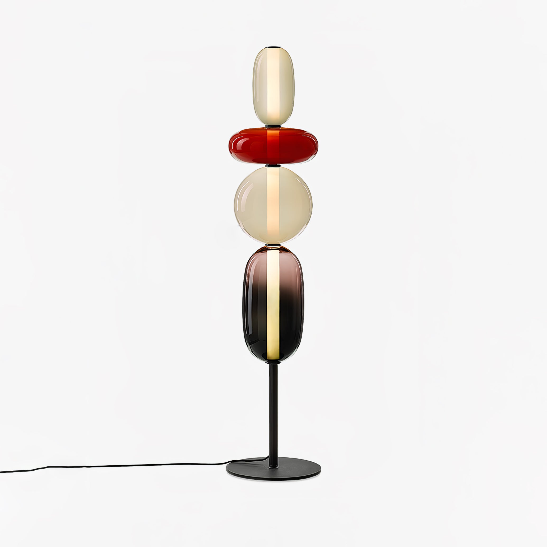 Modern Hand Blown Crystal Pebbles Floor Lamp Integrated LED Artistic Glass Lighting