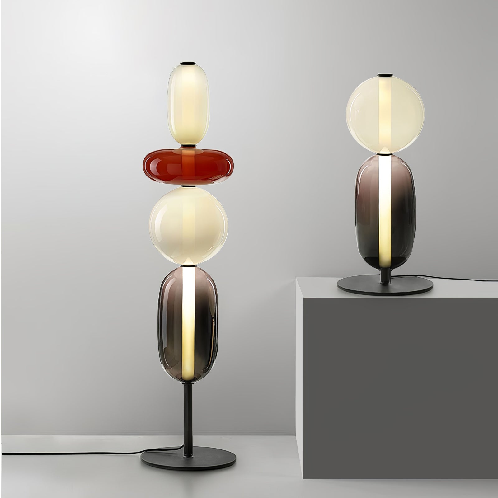 Modern Colorful Candied Glass Pebbles LED Table Lamp for Artful Interior Lighting