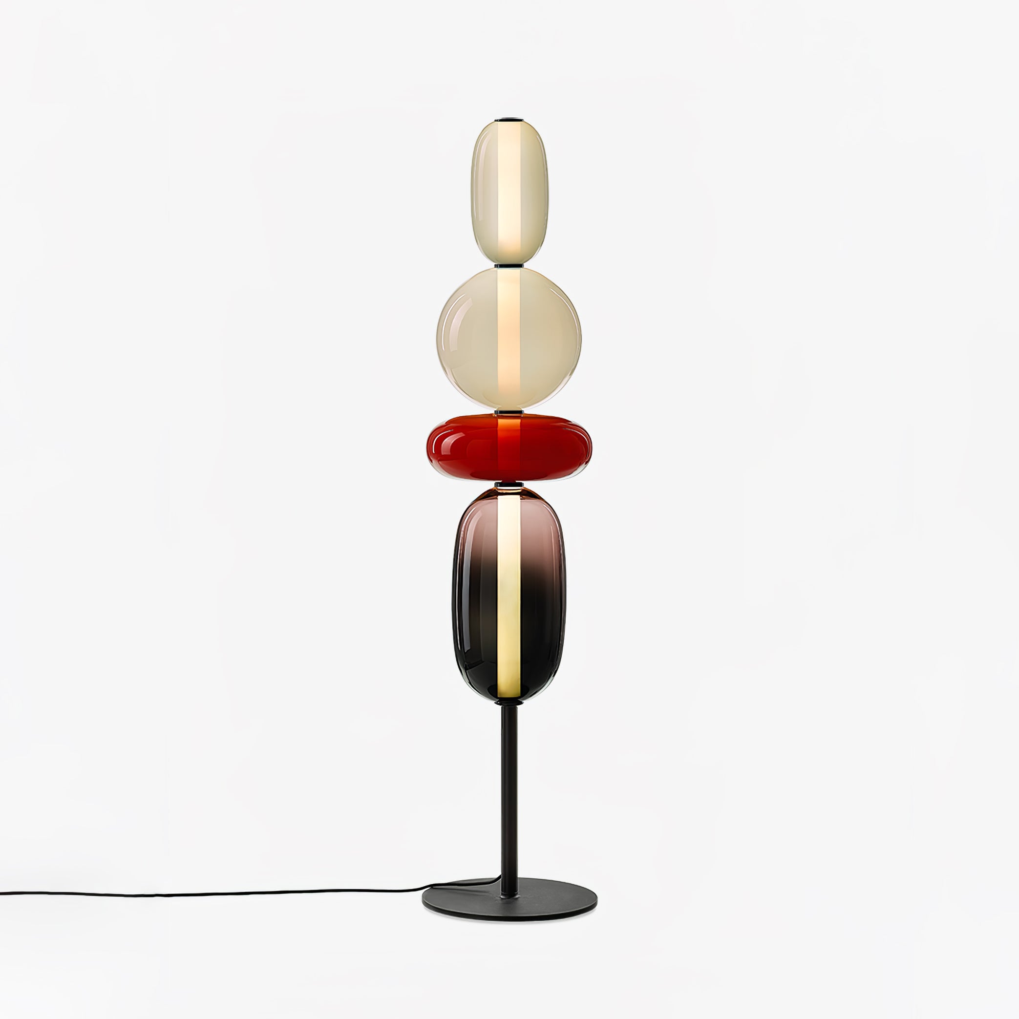 Modern Hand Blown Crystal Pebbles Floor Lamp Integrated LED Artistic Glass Lighting