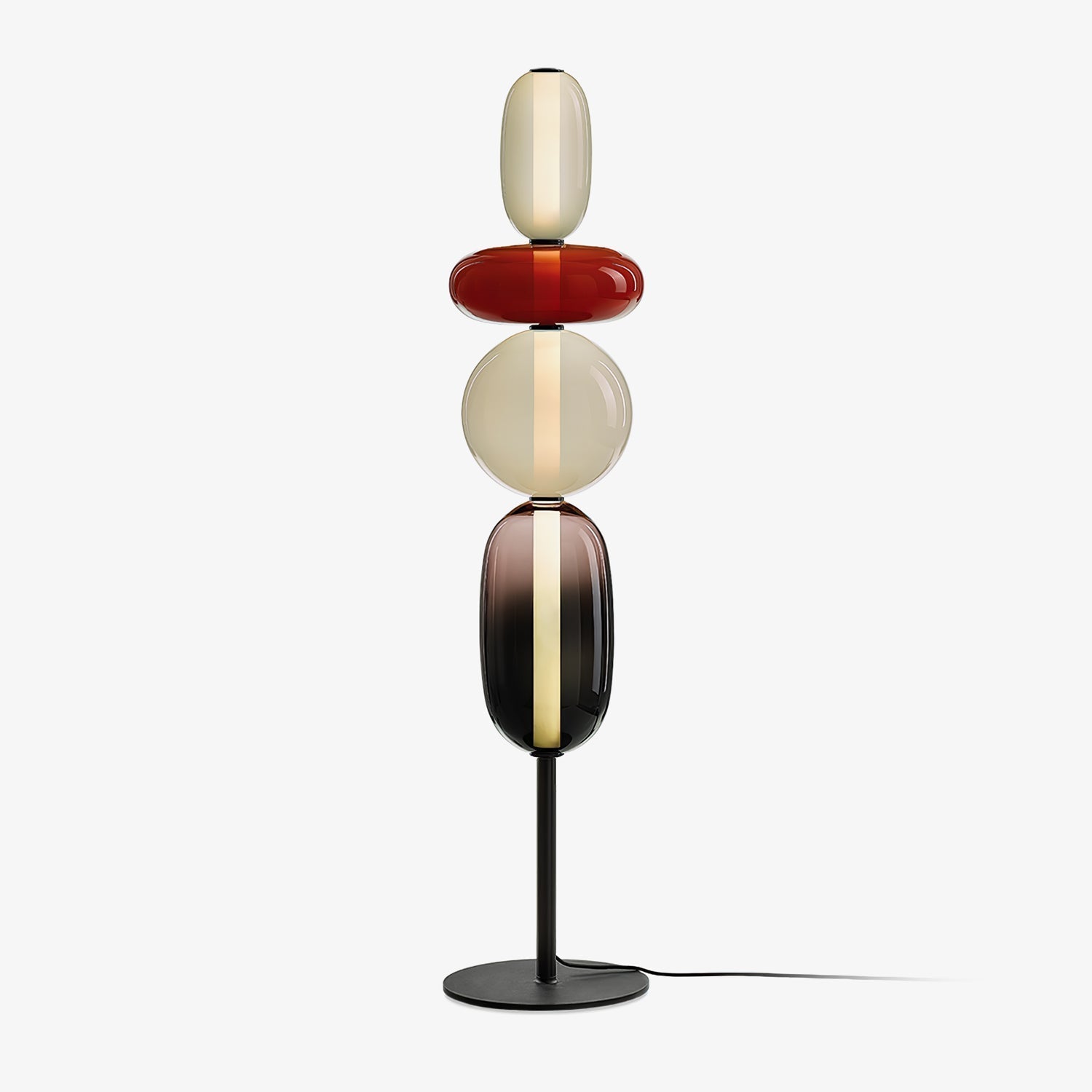Modern Hand Blown Crystal Pebbles Floor Lamp Integrated LED Artistic Glass Lighting