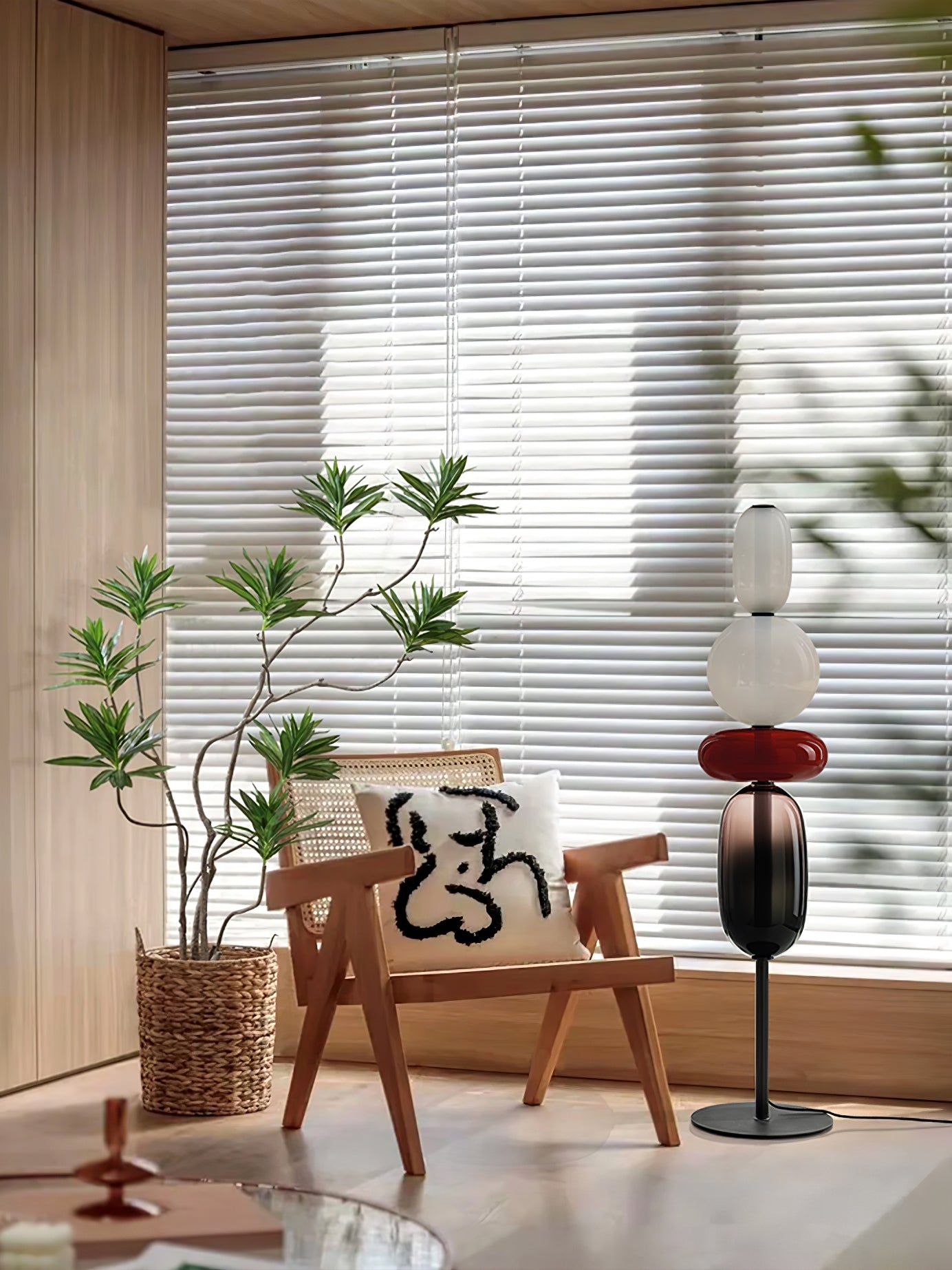 Modern Hand Blown Crystal Pebbles Floor Lamp Integrated LED Artistic Glass Lighting
