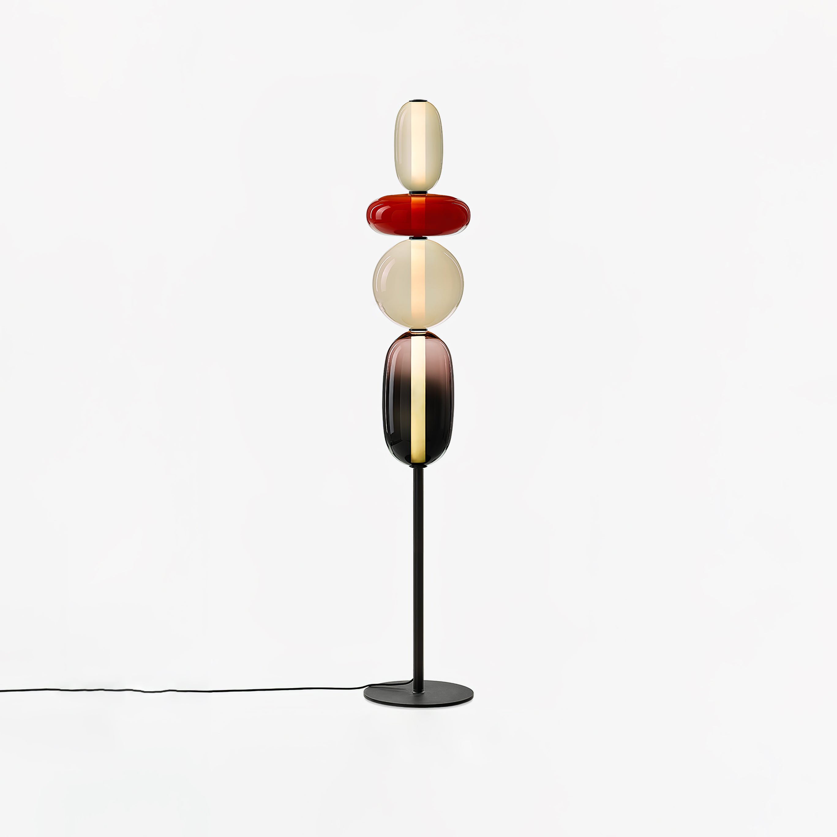 Modern Hand Blown Crystal Pebbles Floor Lamp Integrated LED Artistic Glass Lighting