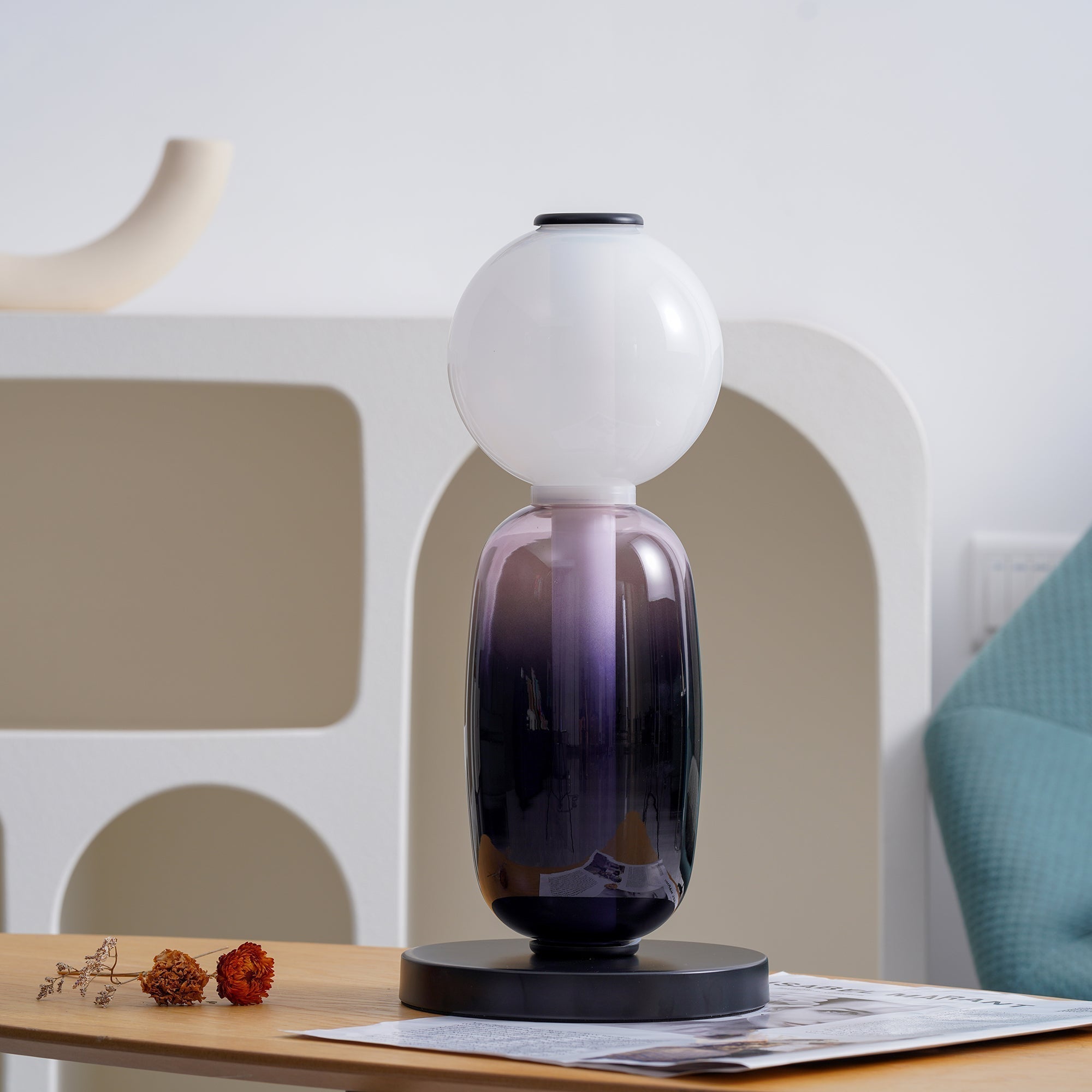 Modern Colorful Candied Glass Pebbles LED Table Lamp for Artful Interior Lighting