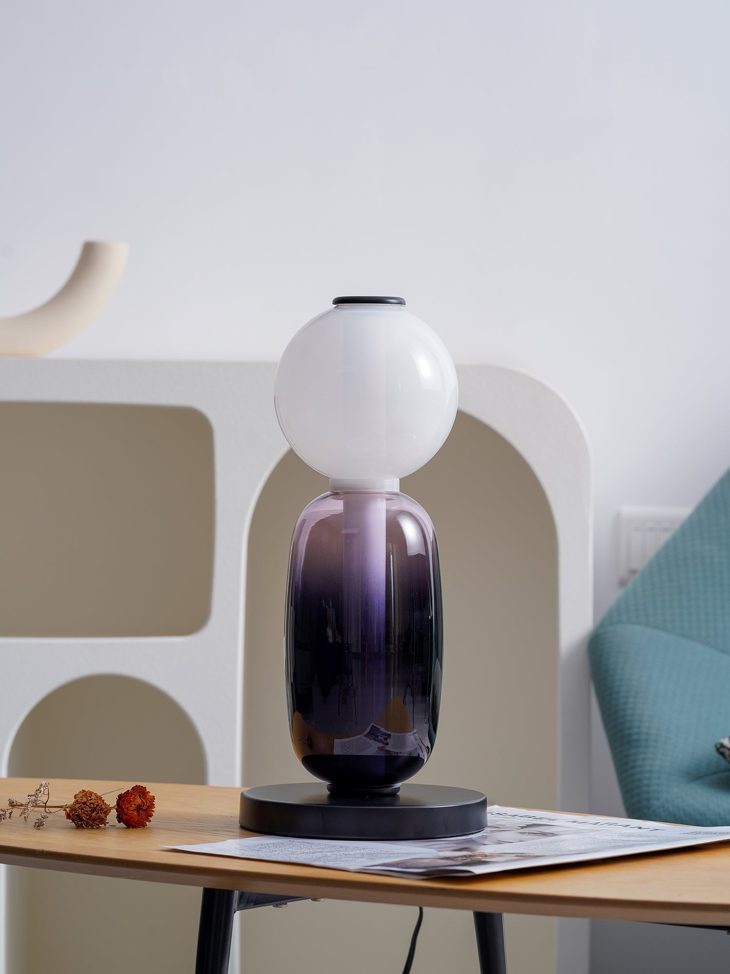 Modern Colorful Candied Glass Pebbles LED Table Lamp for Artful Interior Lighting