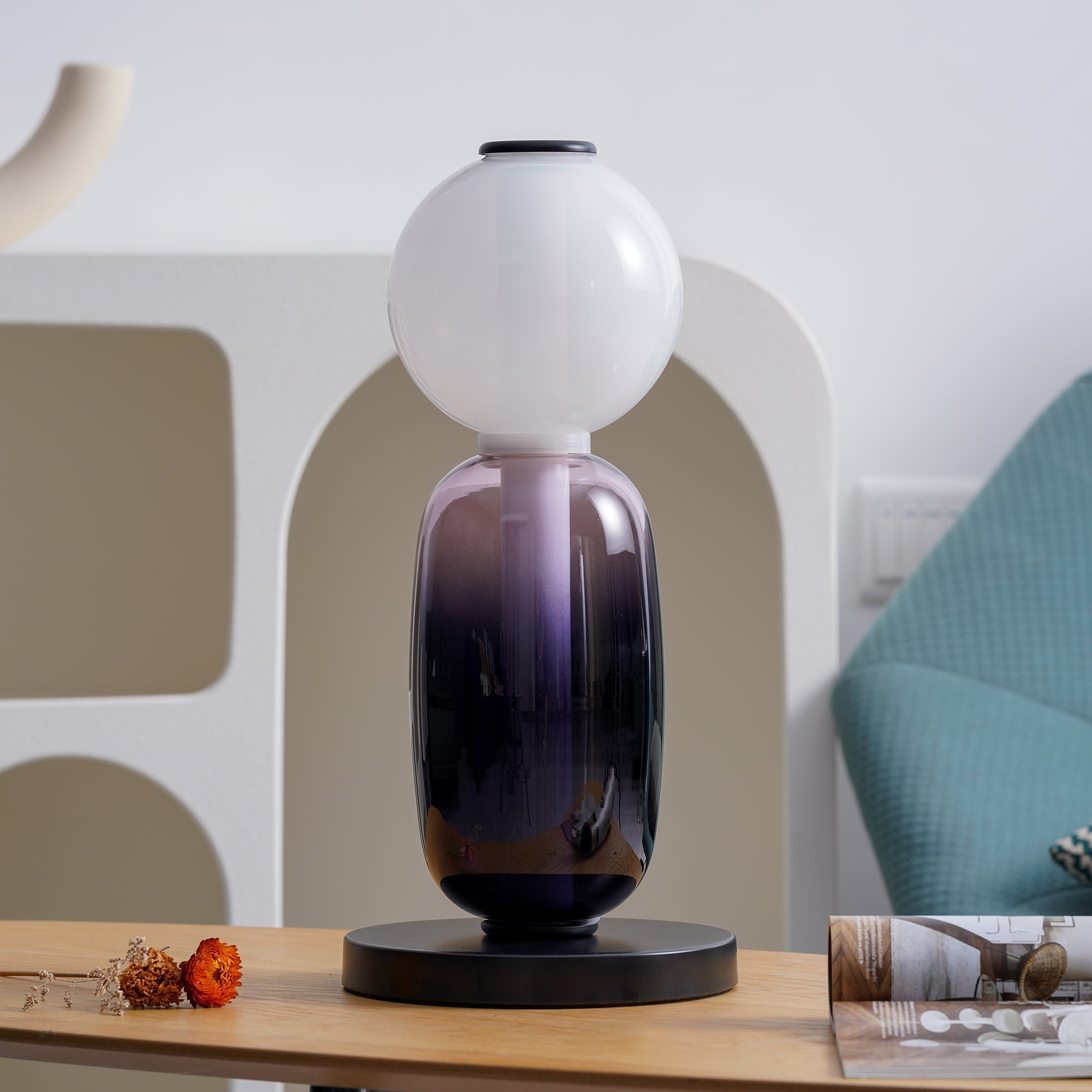 Modern Colorful Candied Glass Pebbles LED Table Lamp for Artful Interior Lighting