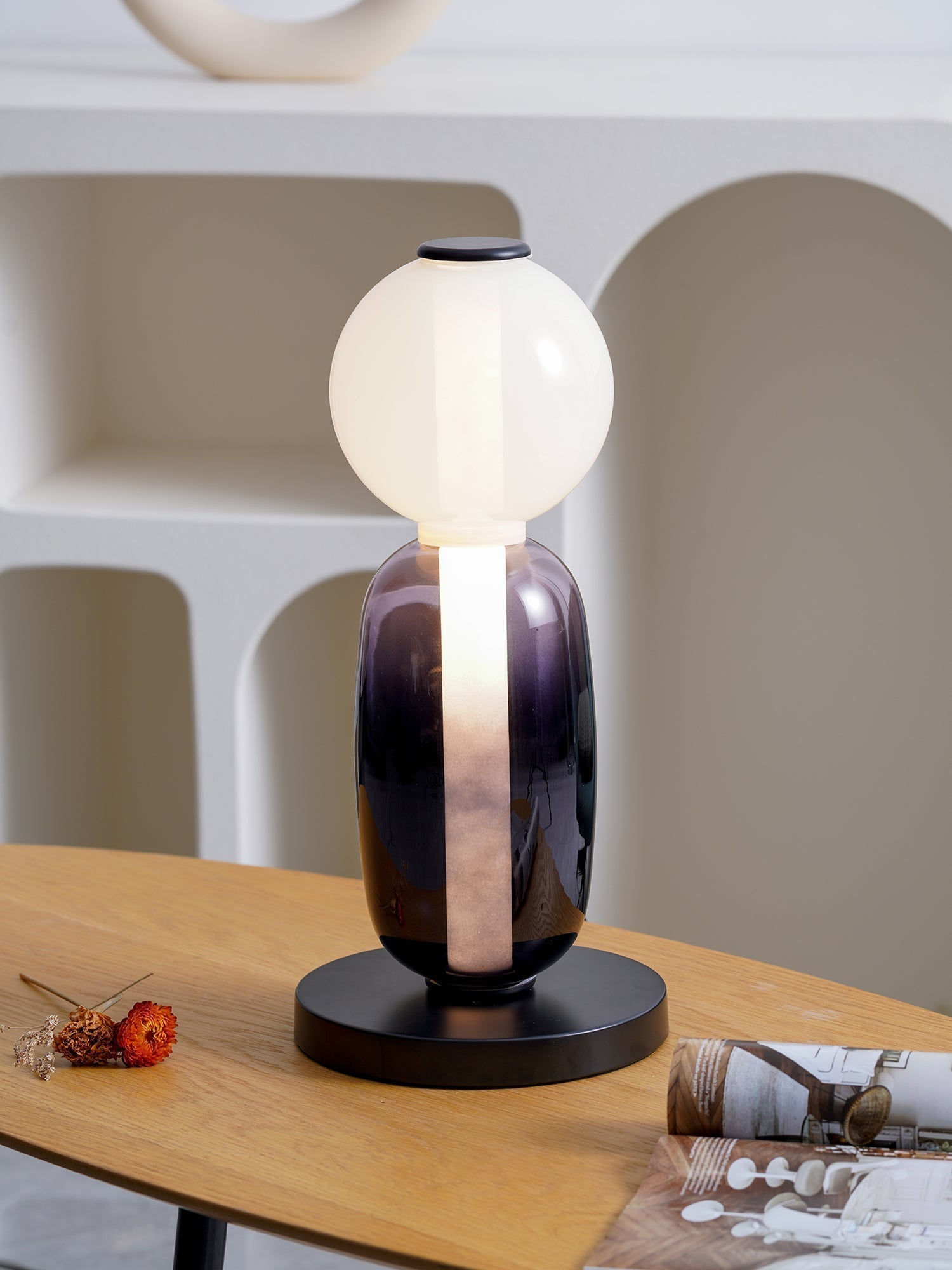 Modern Colorful Candied Glass Pebbles LED Table Lamp for Artful Interior Lighting