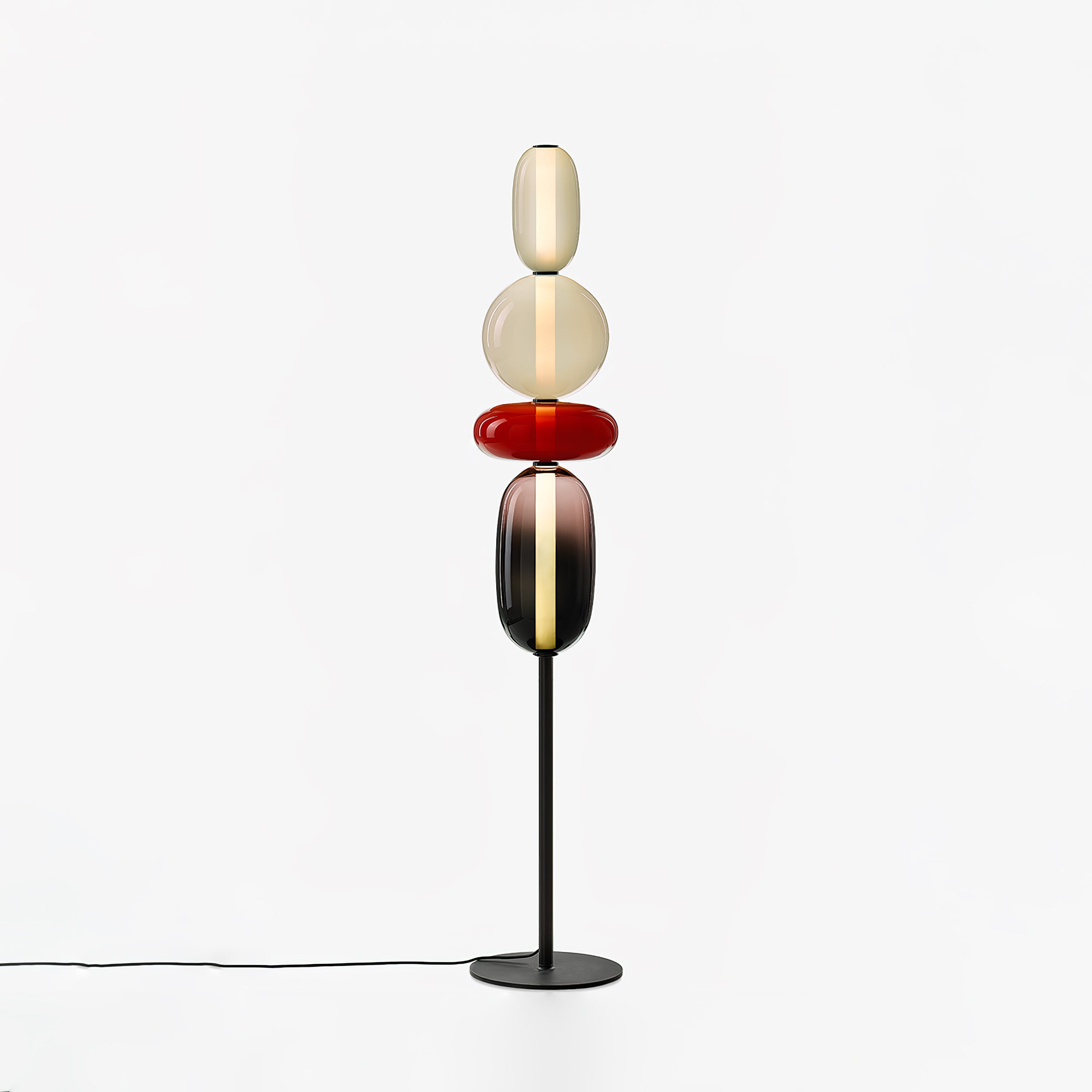 Modern Hand Blown Crystal Pebbles Floor Lamp Integrated LED Artistic Glass Lighting