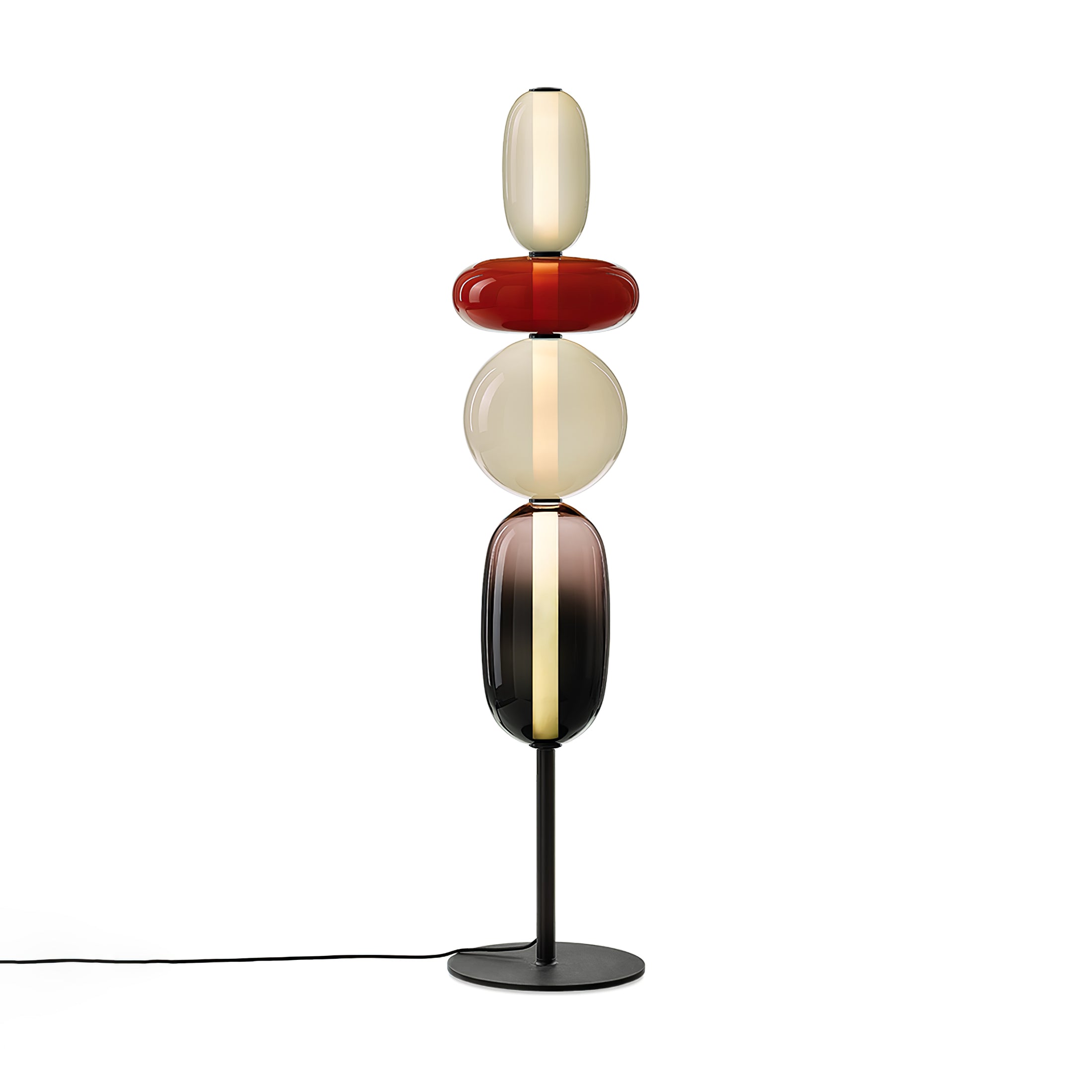 Modern Hand Blown Crystal Pebbles Floor Lamp Integrated LED Artistic Glass Lighting