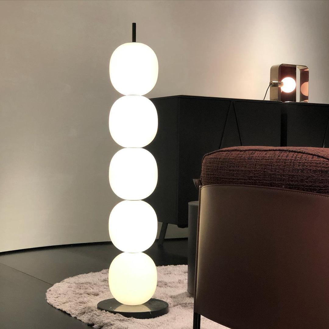 Modern Hand Blown Glass Globe Floor Lamp with Premium Black Marble Base